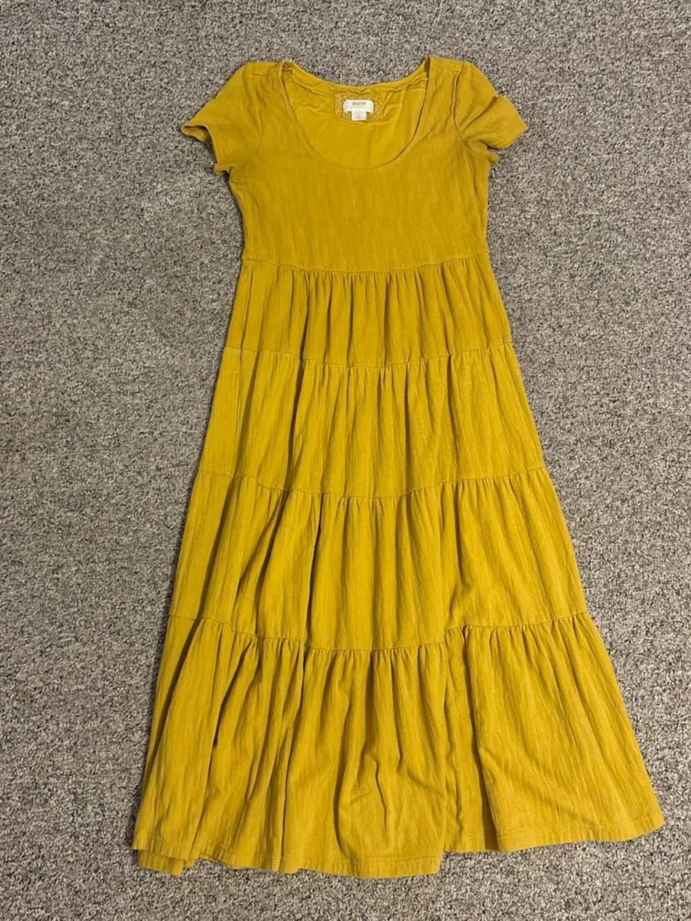 Maeve Women’s Mustard Tiered Short-Sleeve Dress